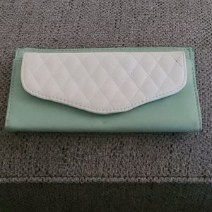 Mint and White Quilted Wallet